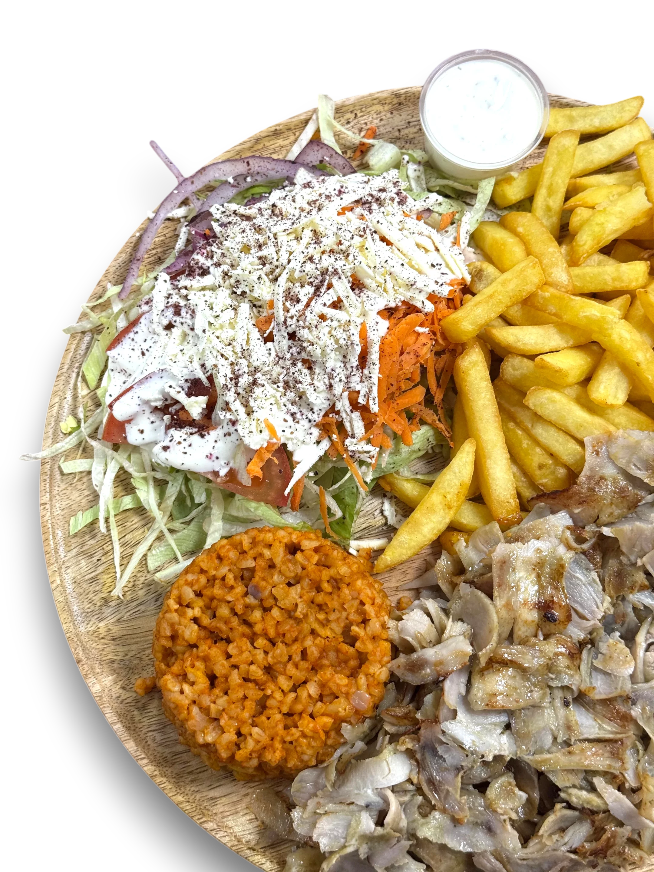 Assiette kebab Istanbul Kebab Houdain - viande à la broche, frites et crudités