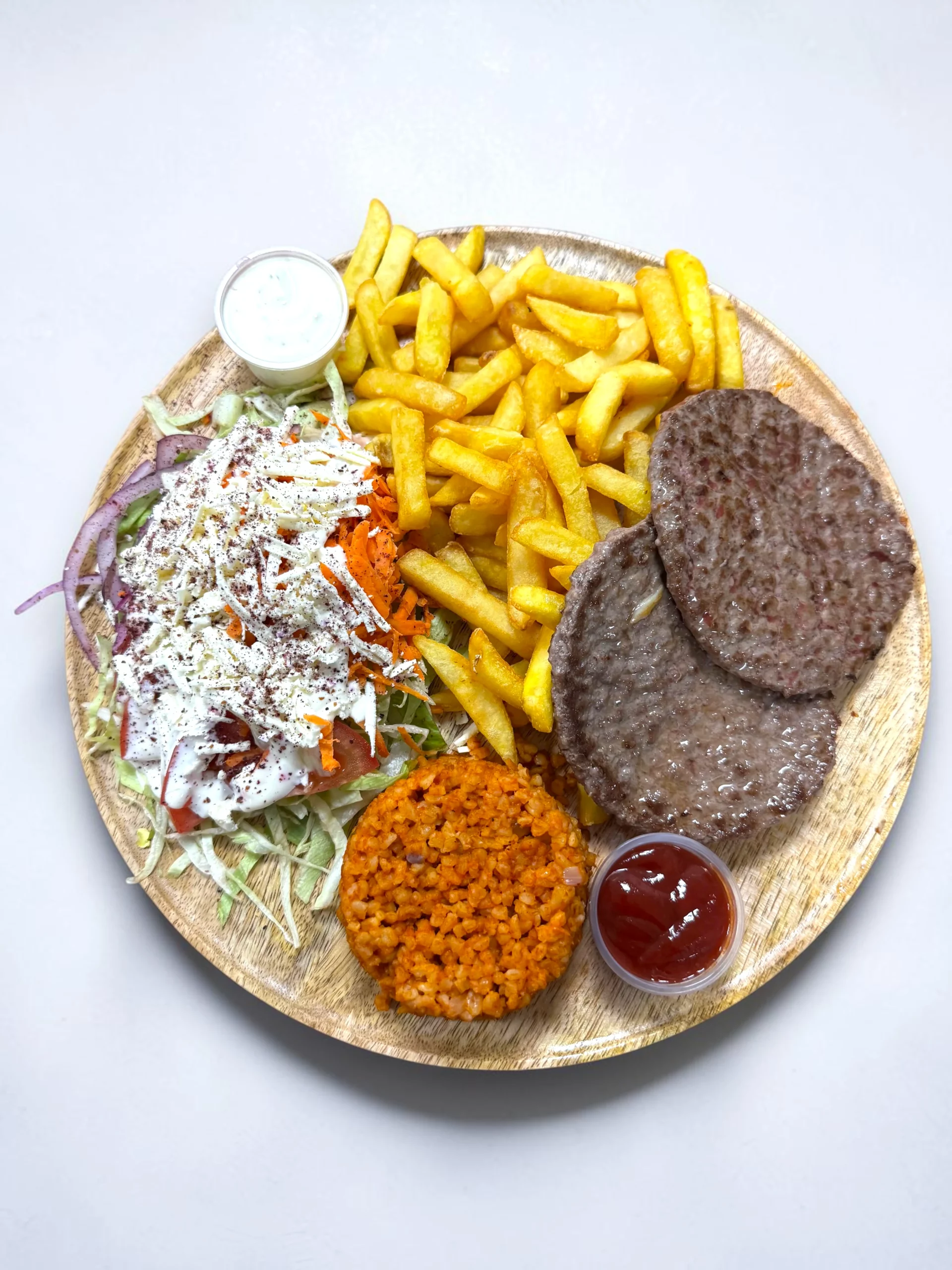 Assiette steak Istanbul Kebab Houdain - blé crudités frites steak